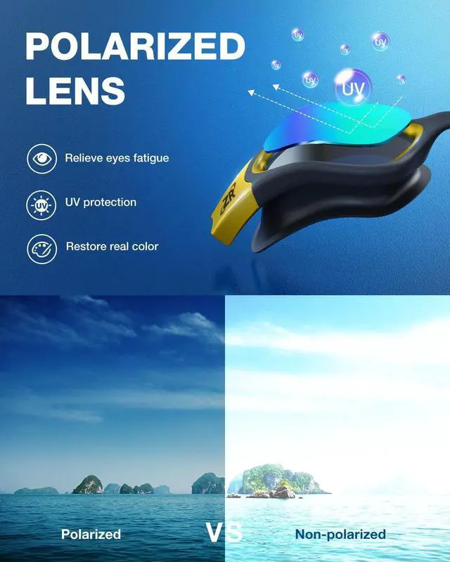 Alt view image 2 of 7 - Swim Goggles, G1 MAX Polarized Anti-fog Swimming Goggles for Men Women Adult, UV Protection Leakproof Easy Adjustable Strap for Indoor Outdoor Swimming (Polarized + Gold)