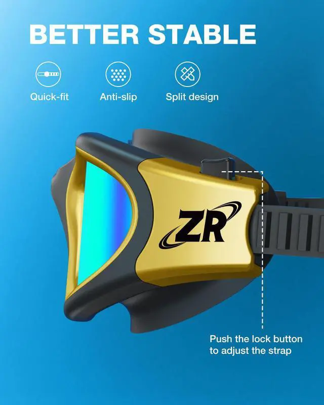 Alt view image 5 of 7 - Swim Goggles, G1 MAX Polarized Anti-fog Swimming Goggles for Men Women Adult, UV Protection Leakproof Easy Adjustable Strap for Indoor Outdoor Swimming (Polarized + Gold)