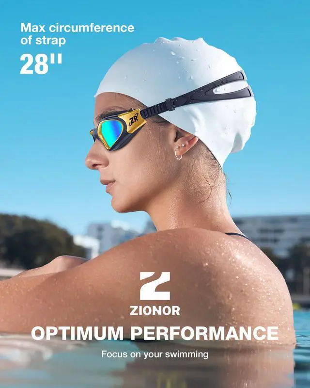Alt view image 7 of 7 - Swim Goggles, G1 MAX Polarized Anti-fog Swimming Goggles for Men Women Adult, UV Protection Leakproof Easy Adjustable Strap for Indoor Outdoor Swimming (Polarized + Gold)