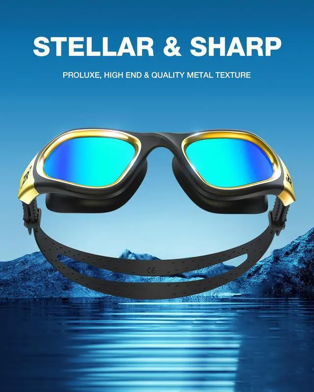 Alt view image 6 of 7 - Swim Goggles, G1 MAX Polarized Anti-fog Swimming Goggles for Men Women Adult, UV Protection Leakproof Easy Adjustable Strap for Indoor Outdoor Swimming (Polarized + Gold)