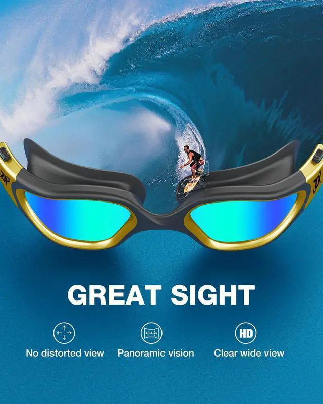 Alt view image 4 of 7 - Swim Goggles, G1 MAX Polarized Anti-fog Swimming Goggles for Men Women Adult, UV Protection Leakproof Easy Adjustable Strap for Indoor Outdoor Swimming (Polarized + Gold)