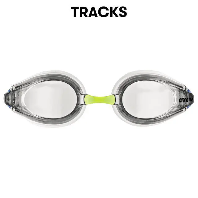 Alt view image 3 of 6 - Tracks Unisex Adult Essential Racing Swim Goggles for Competitive Swimmers FINA-Approved Anti-Fog Coated Non-Mirror Lens, White/Clear/Blue