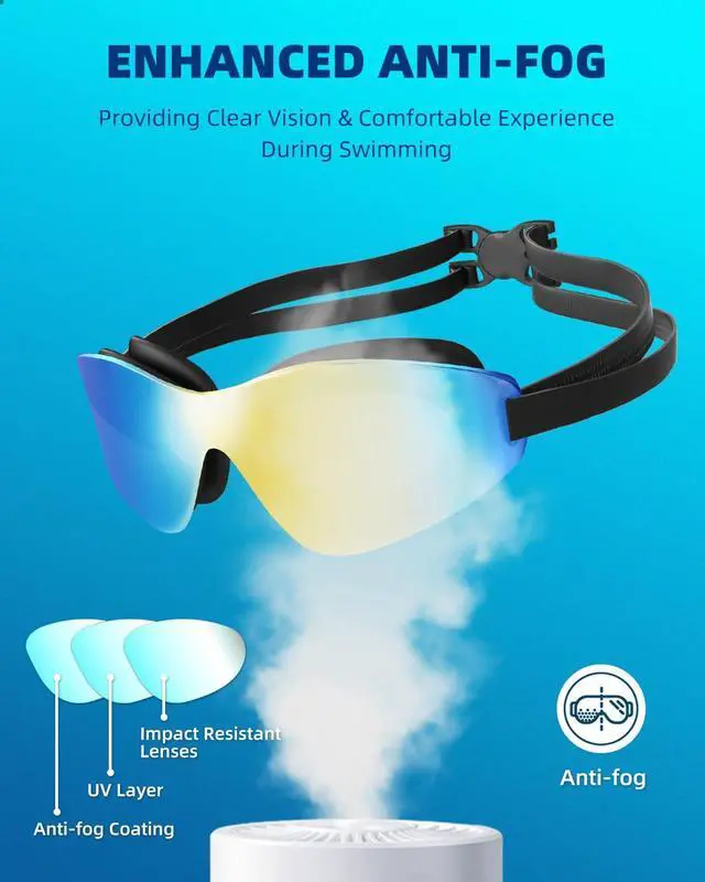 Alt view image 3 of 7 - Swim Goggles, Rimless polarized swimming goggles for Adult Men Women Youth (Aqua)