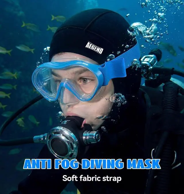 Alt view image 2 of 7 - Kids Swim Goggles Snorkel Diving Mask for Kids Youth 3-15, Knitted Fabric Strap, Anti-Fog 180° Clear View