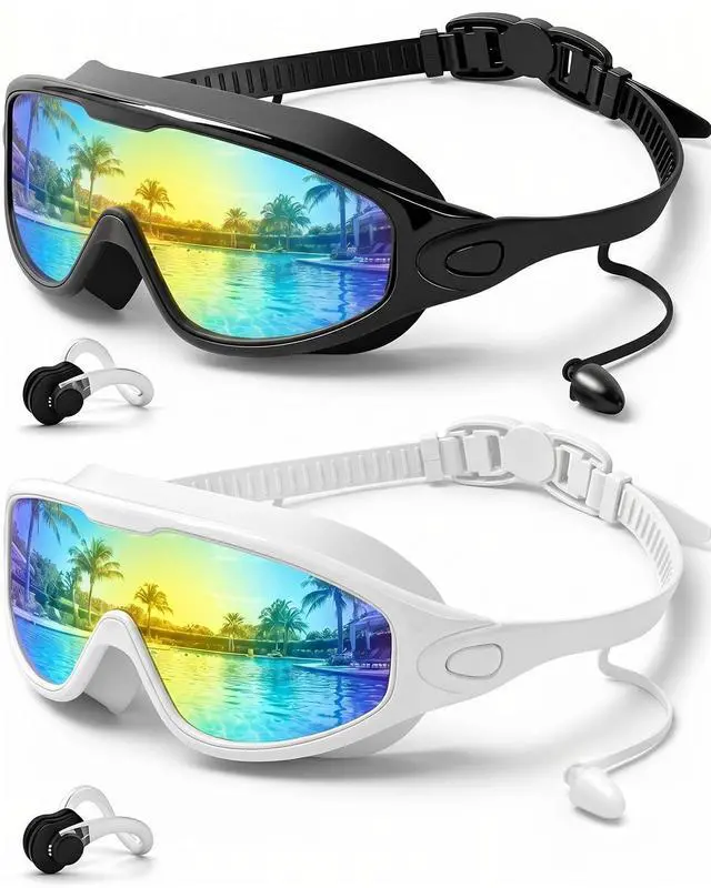 Main image of Swim Goggles 2 Pack, Wide View Anti Fog&UV Swimming Goggles for Audlt, No Leaking Swim Glasses for Men Women Youth