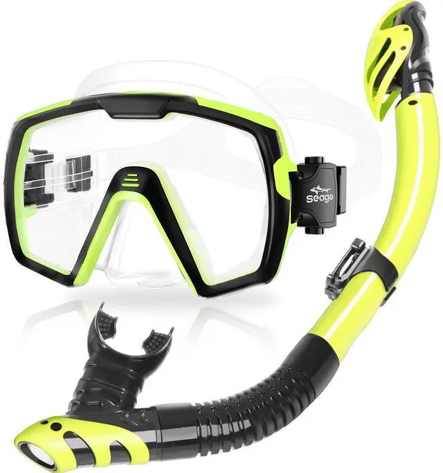 Main image of Dry Scuba Snorkel Diving Mask Set with Nose Cover Tempered Glass,180° Wide View Vision, Leak-Proof, Snorkeling Gear for Adults Men, Women & Youth, Perfect for Snorkeling and Diving