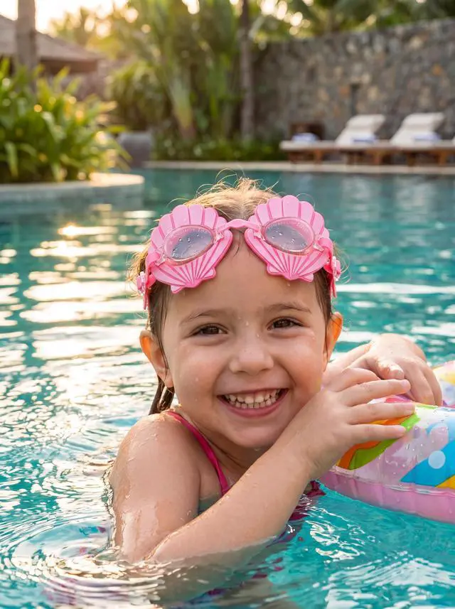 Alt view image 3 of 7 - Pink Seashell Youth Swim Goggles Fun Mermaid-Inspired Swimming Goggles for Kids, Anti-Fog, UV Protection, Adjustable Strap