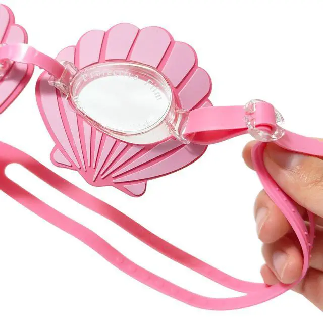 Alt view image 6 of 7 - Pink Seashell Youth Swim Goggles Fun Mermaid-Inspired Swimming Goggles for Kids, Anti-Fog, UV Protection, Adjustable Strap
