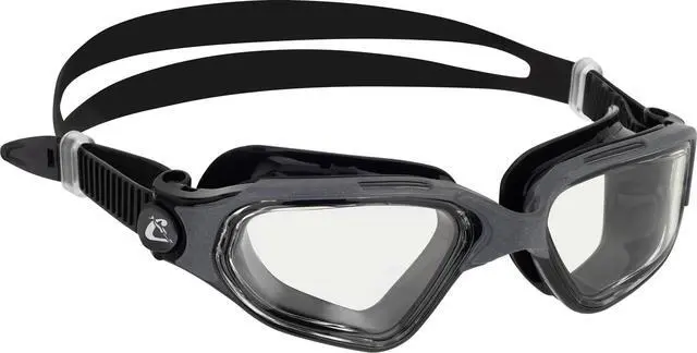 Alt view image 2 of 6 - Clear Eyes Swim Goggles - Black/Grey - Anti-Fog Lenses for Swim Gear - Wide Vision for Swimming - Adult Goggles with Secure Fit