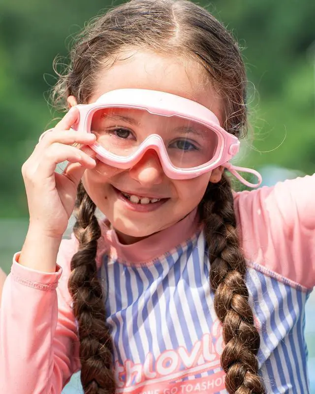 Alt view image 2 of 7 - Swim Goggles for Kids 6-12, Wide View Anti-Fog UV Protection No Leaking,Boys Girls Youth Swimming Goggles(Pink)