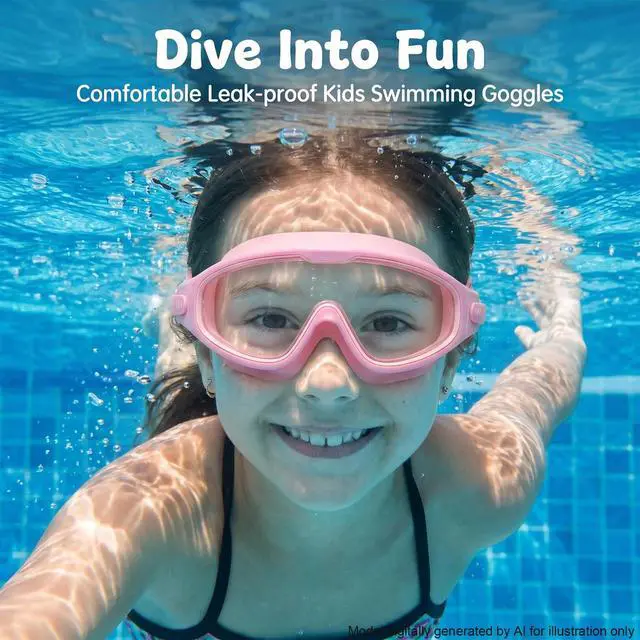 Alt view image 7 of 7 - Swim Goggles for Kids 6-12, Wide View Anti-Fog UV Protection No Leaking,Boys Girls Youth Swimming Goggles(Pink)