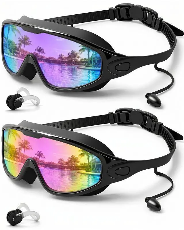Main image of Swim Goggles 2 Pack, Wide View Anti Fog&UV Swimming Goggles for Audlt, No Leaking Swim Glasses for Men Women Youth