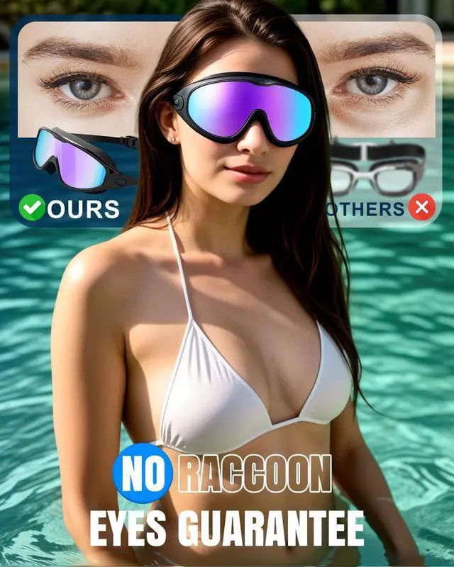 Alt view image 2 of 7 - Swim Goggles 2 Pack, Wide View Anti Fog&UV Swimming Goggles for Audlt, No Leaking Swim Glasses for Men Women Youth