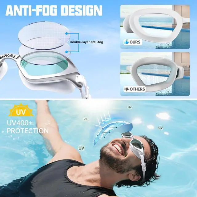 Alt view image 2 of 7 - Swimming Goggles S1 Nano-coated long-lasting anti-fog HD swimming goggles for men and women (Silver)