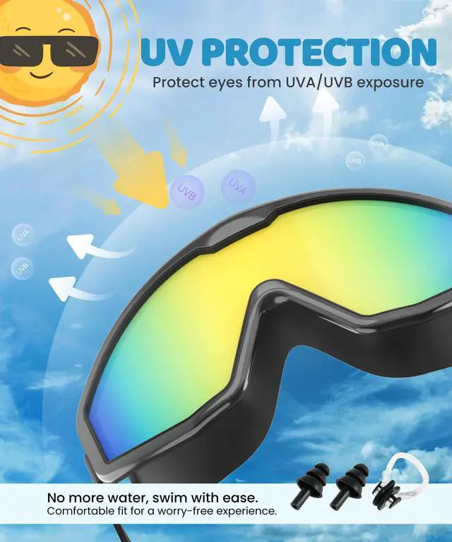 Alt view image 2 of 7 - Kids Goggles Age 4-16, Anti-Fog UV 180°Clear View Kids Swim Goggles, 3 Pack Swimming Goggles Waterproof Pool Goggles for Boys Girls Toddler Kids Youth