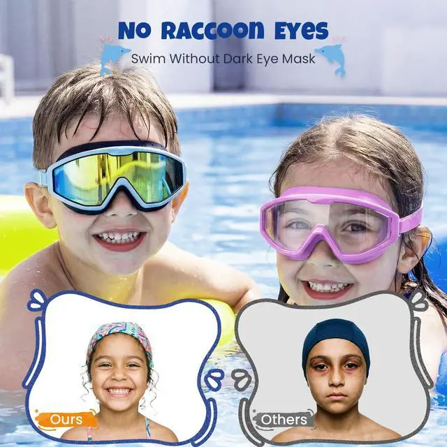 Alt view image 7 of 7 - Kids Goggles Age 4-16, Anti-Fog UV 180°Clear View Kids Swim Goggles, 3 Pack Swimming Goggles Waterproof Pool Goggles for Boys Girls Toddler Kids Youth