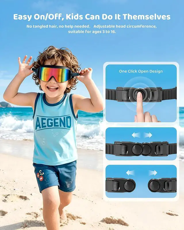 Alt view image 2 of 7 - Kids Swim Goggles 2 Pack Large Frame Anti Fog Soft Silicone Leak Proof UV Protection for Boys Girls Age 3-15 (Black/Iridescent Pink Plated + Black/Iridescent Gold Plated)