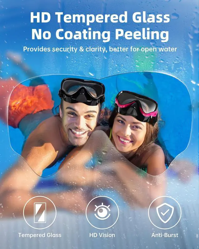 Alt view image 4 of 7 - Adult Swim Goggles with Nose Cover for Women Men, HD Clear Wide View Pool Water Nose Waterproof Shower Goggles Swimming Adult Diving Scuba Youth Mask Pool Underwater Beach Ocean Open Water