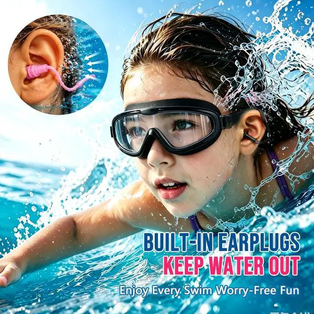 Alt view image 7 of 7 - Kids Swim Goggles,Large Frame Wide View Anti Fog Swimming Goggles for Boys and Girls 3-16 with No Leak & UV Protection, Youth Pool Beach Goggles Essentials