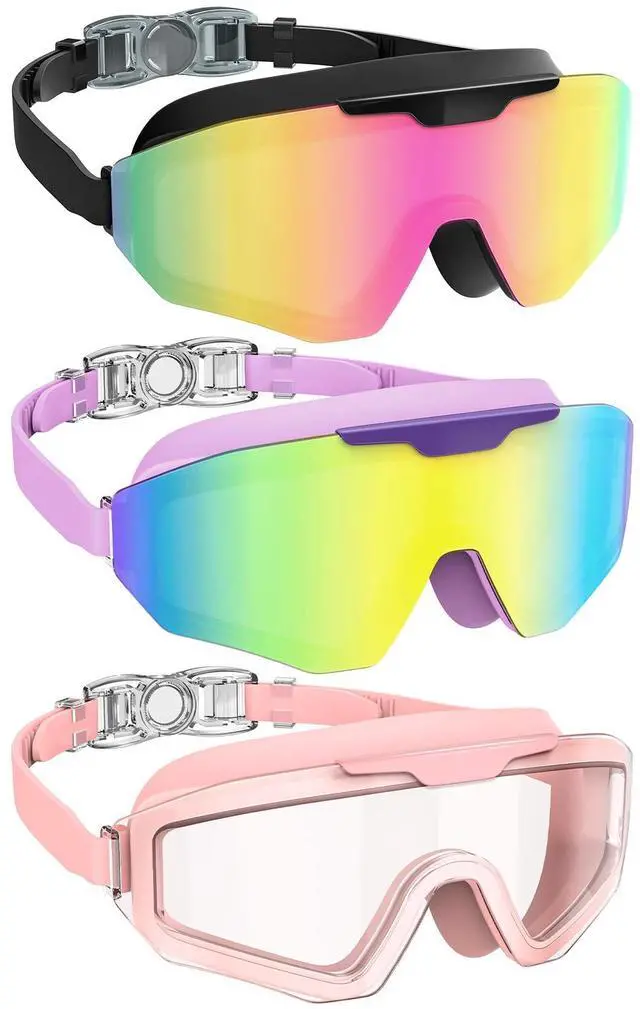 Main image of Swim Goggles Adult Goggles-for-Swimming: No Leak with UV400 Protection Anti Fog Wide View for Men and Women 3 Pack