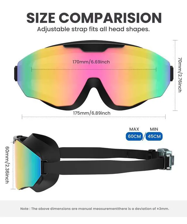 Alt view image 4 of 7 - Swim Goggles Adult Goggles-for-Swimming: No Leak with UV400 Protection Anti Fog Wide View for Men and Women 3 Pack