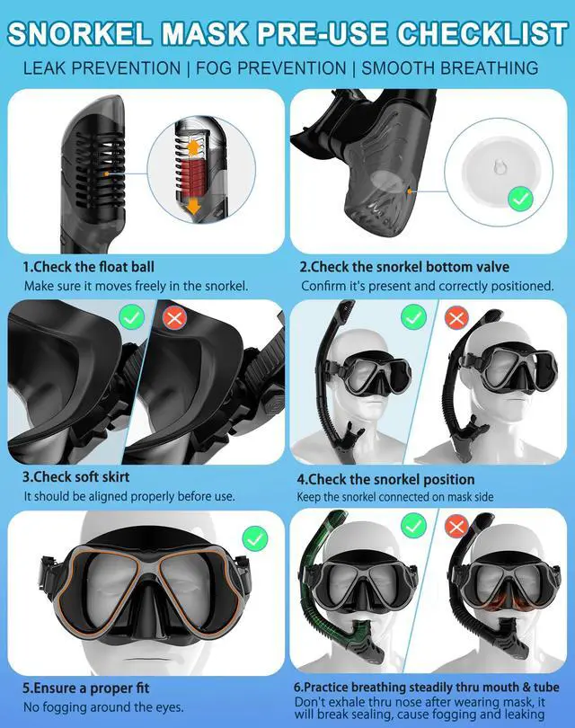 Alt view image 6 of 7 - Dry Snorkel Set,Panoramic Wide View Anti-Fog Scuba Diving Mask,Professional Snorkeling Gear for Adults Kids