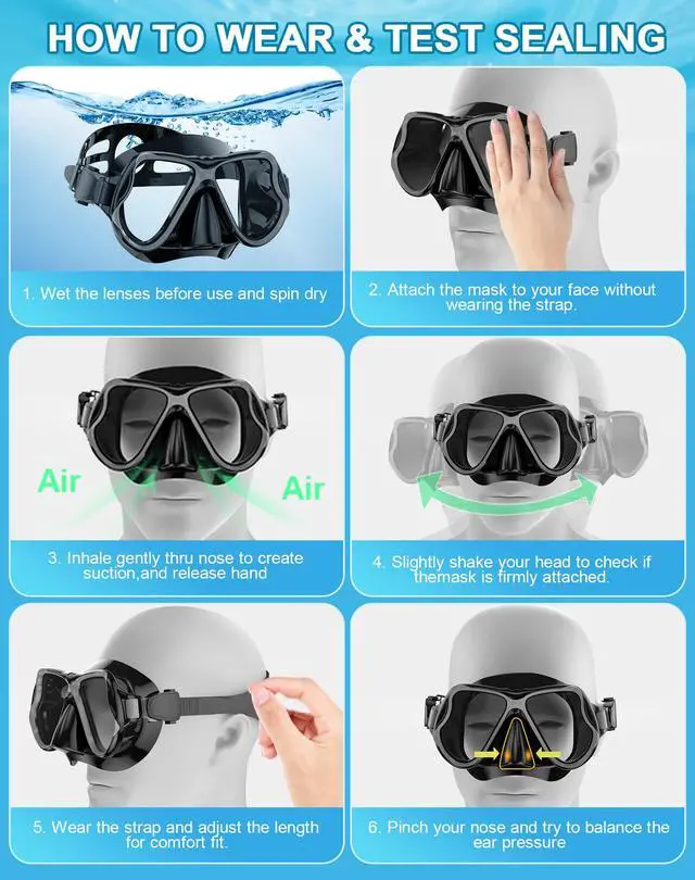Alt view image 7 of 7 - Dry Snorkel Set,Panoramic Wide View Anti-Fog Scuba Diving Mask,Professional Snorkeling Gear for Adults Kids