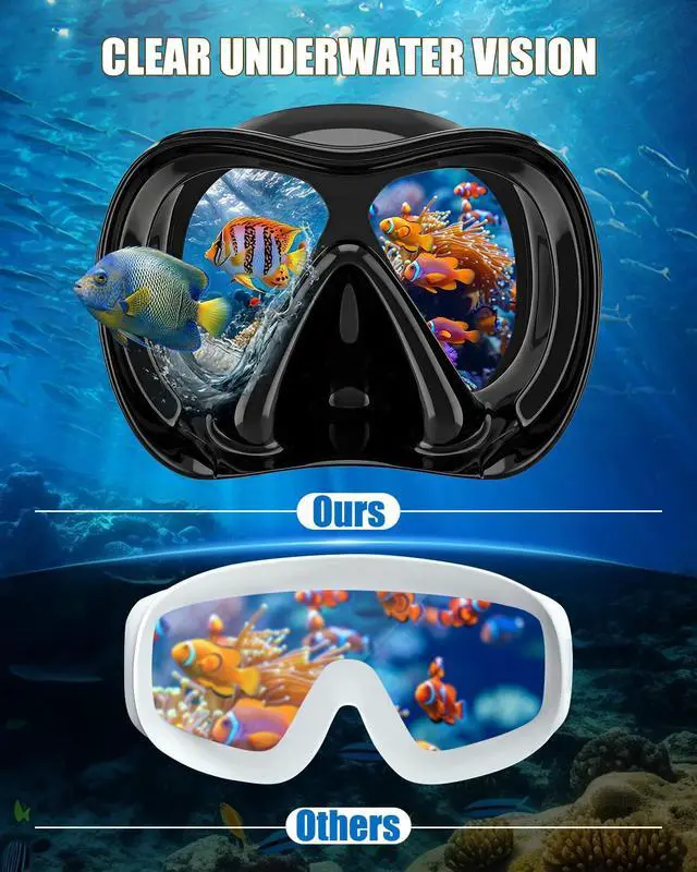 Alt view image 5 of 7 - Swim Goggles with Nose Cover, 180° Panoramic Anti-Fog Tempered Glass, No-Leak Diving Mask for Adults Men Women 1 Pack
