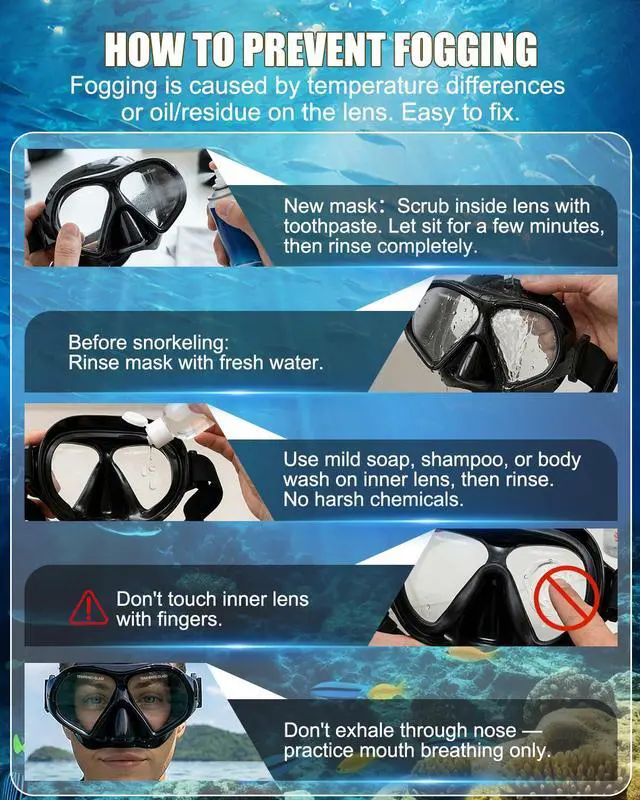 Alt view image 6 of 7 - Swim Goggles with Nose Cover, 180° Panoramic Anti-Fog Tempered Glass, No-Leak Diving Mask for Adults Men Women 1 Pack