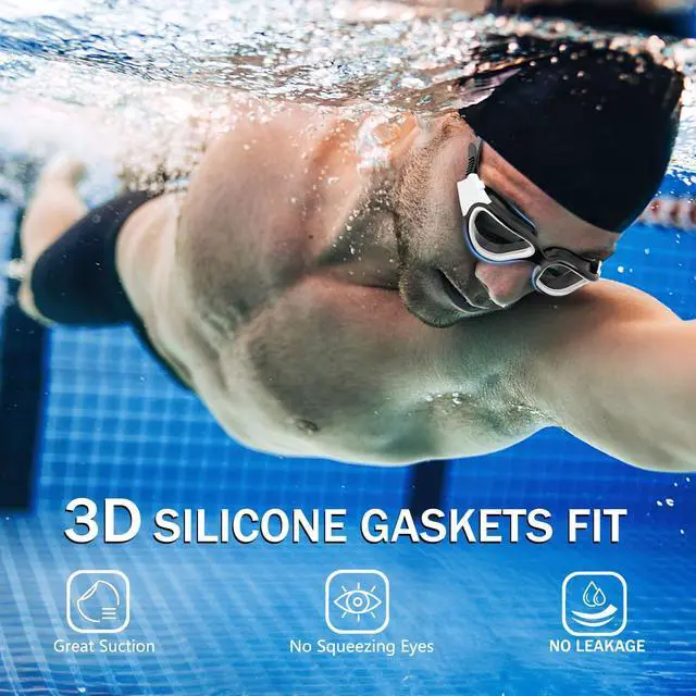 Alt view image 2 of 6 - Pack Swim Goggles, Tenfold Long-Lasting Anti Fog Swimming Goggles for Adult Men Women No Leakage With Nose Clip Earplugs