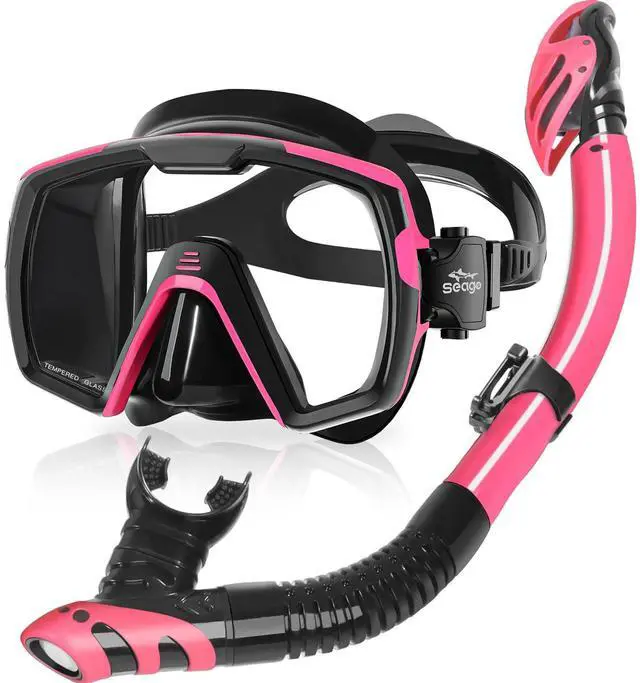 Main image of Dry Scuba Snorkel Diving Mask Set with Nose Cover Tempered Glass,180° Wide View Vision, Leak-Proof, Snorkeling Gear for Adults Men, Women & Youth, Perfect for Snorkeling and Diving