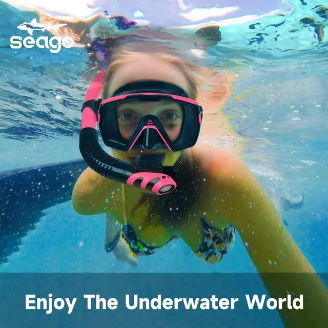 Alt view image 7 of 7 - Dry Scuba Snorkel Diving Mask Set with Nose Cover Tempered Glass,180° Wide View Vision, Leak-Proof, Snorkeling Gear for Adults Men, Women & Youth, Perfect for Snorkeling and Diving