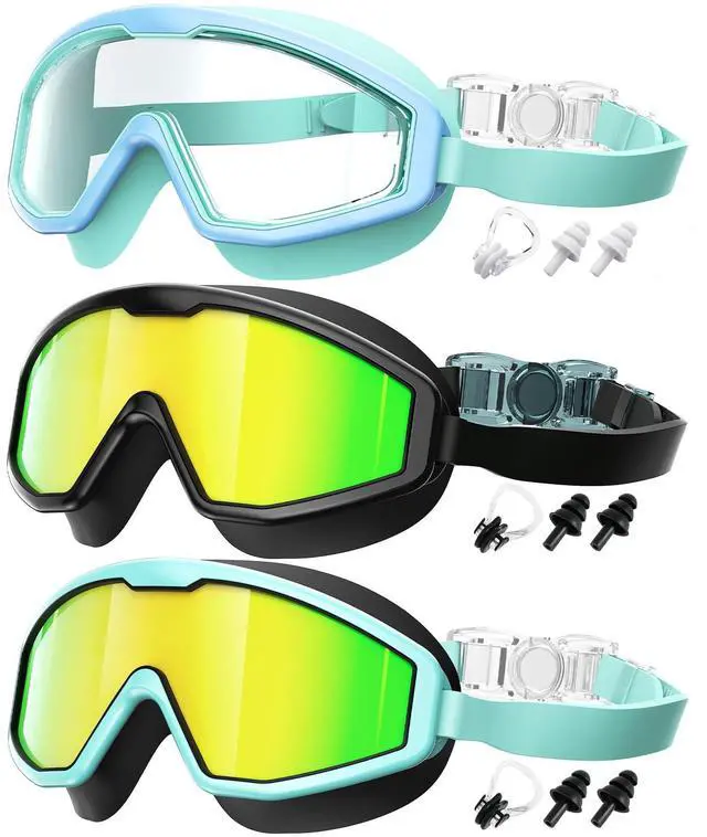 Main image of Kids Goggles Age 4-16, Anti-Fog UV 180°Clear View Kids Swim Goggles, 3 Pack Swimming Goggles Waterproof Pool Goggles for Boys Girls Toddler Kids Youth