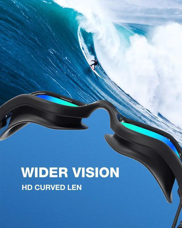 Alt view image 5 of 6 - Swim Goggles Adult, G1 Air Mirrored Anti-Fog Swimming Goggles for Women Men, Clear Vision, UV Protection