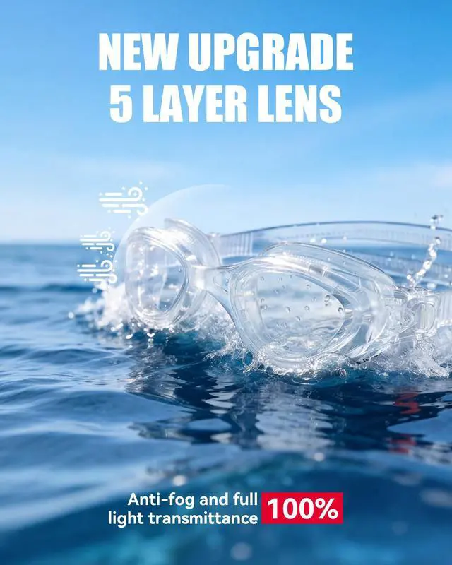Alt view image 4 of 7 - Swim Goggles, No-Leaking Anti-Fog Swimming Goggles for Adult Men Women (Clear)