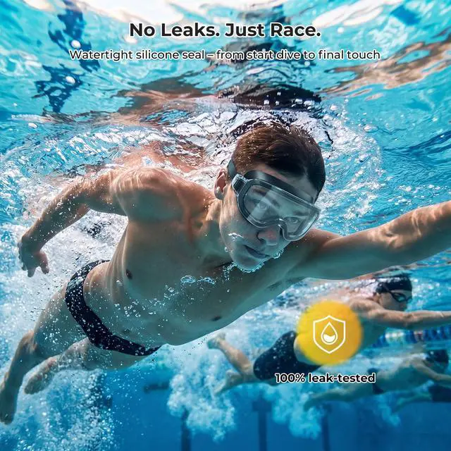 Alt view image 4 of 7 - Pack Swim Goggles for Youth&Adults(Small Faces),Frameless Wide View No-Leaking, Anti-Fog/UV for Teens Swimming