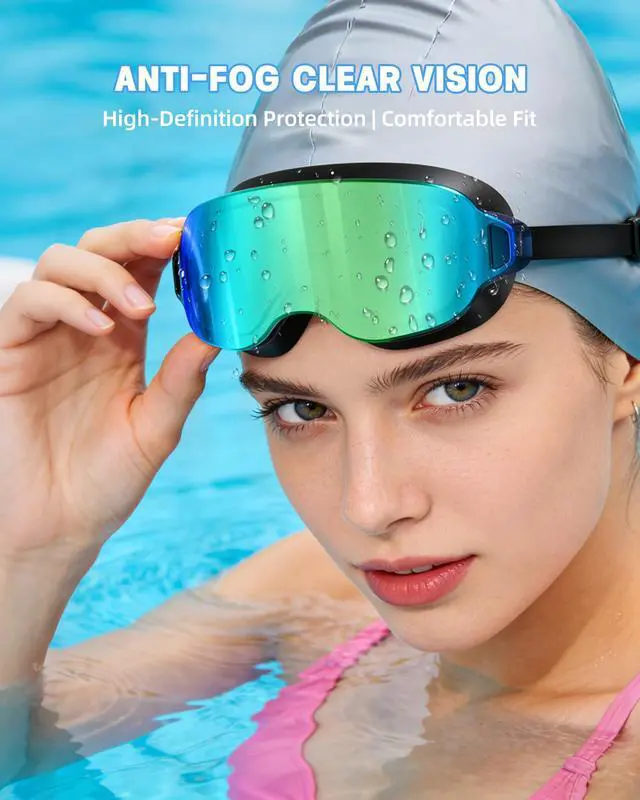 Alt view image 6 of 7 - Pack Swim Goggles for Youth&Adults(Small Faces),Frameless Wide View No-Leaking, Anti-Fog/UV for Teens Swimming