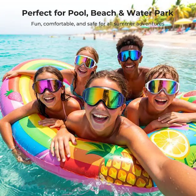 Alt view image 7 of 7 - Pack Swim Goggles for Youth&Adults(Small Faces),Frameless Wide View No-Leaking, Anti-Fog/UV for Teens Swimming