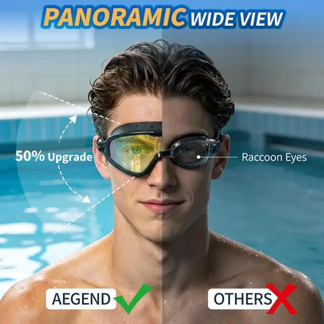Alt view image 4 of 7 - Swim Goggles with Bungee Strap No Leaking Anti Fog Swimming Goggles with Quick Adjust (Aqua & Birght Rose)