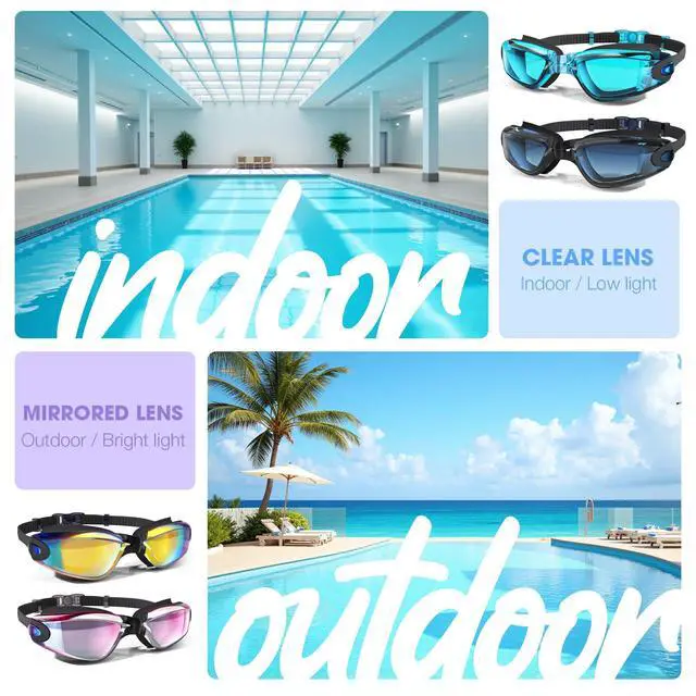 Alt view image 7 of 7 - Swim Goggles, 2 Pack Swimming Goggles Anti Fog No Leaking UV Protection for Men Women Adult Youth