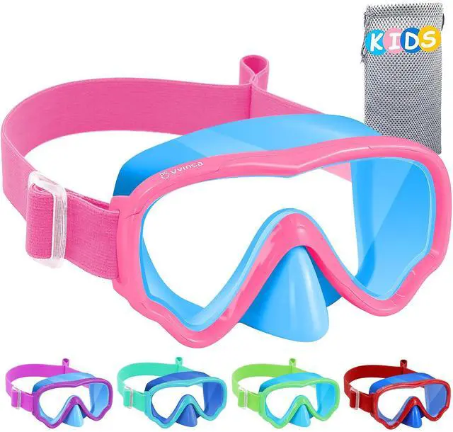 Main image of Kids Swim Goggles with Nose Cover, Snorkel Diving Mask Fabric Strap Anti Fog Anti Shattered Lens Goggles for Kids 3-15