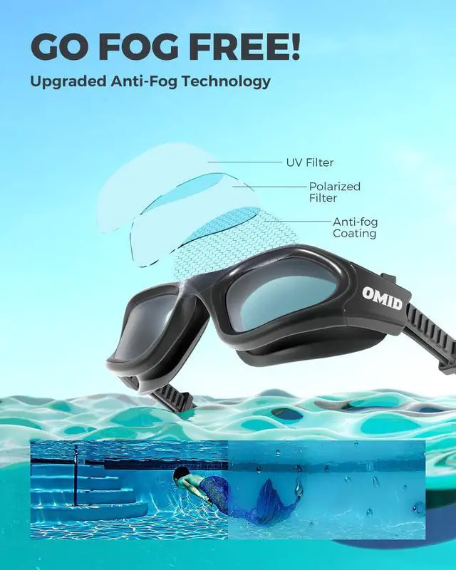 Alt view image 4 of 7 - Swim Goggles, P2 Polarized Swimming Goggles for Men Anti-fog Goggles Swimming for Adult Women