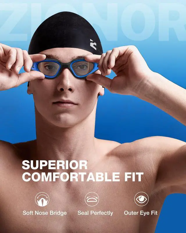 Alt view image 6 of 6 - Swim Goggles Adult, G1 Air Mirrored Anti-Fog Swimming Goggles for Women Men, Clear Vision, UV Protection