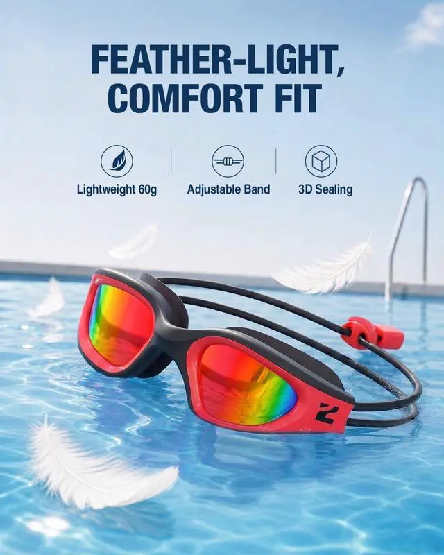 Alt view image 4 of 6 - Kids Swim Goggles with Bungee Strap, G1mini Go Crystal Lens Anti-Fog Comfortable Kids Goggles for Swimming Age 3-8