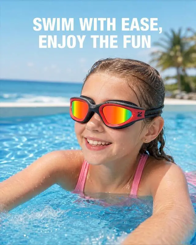 Alt view image 6 of 6 - Kids Swim Goggles with Bungee Strap, G1mini Go Crystal Lens Anti-Fog Comfortable Kids Goggles for Swimming Age 3-8