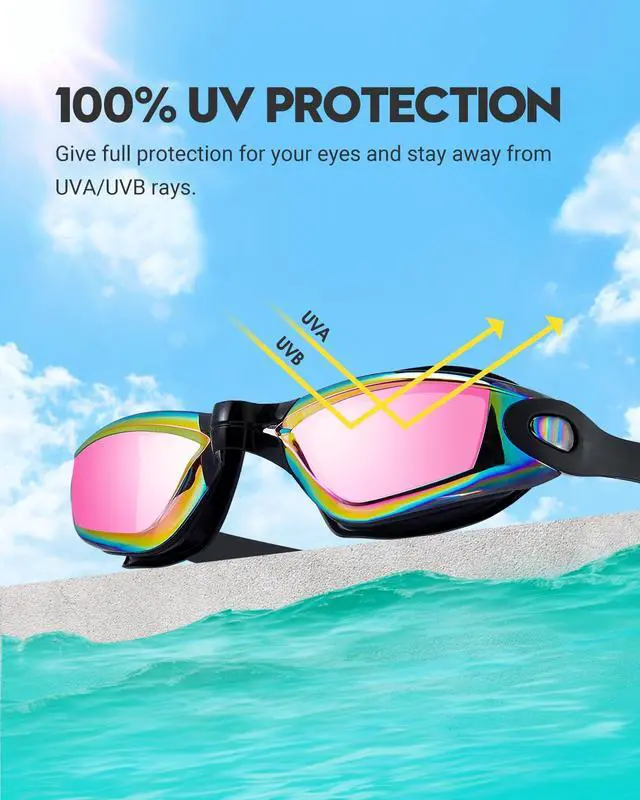 Alt view image 3 of 7 - Swim Goggles Swimming Goggles 2 Pack, Anti Fog No Leaking UV Protection Clear Vision Pool Goggles for Adult Men Women Youth