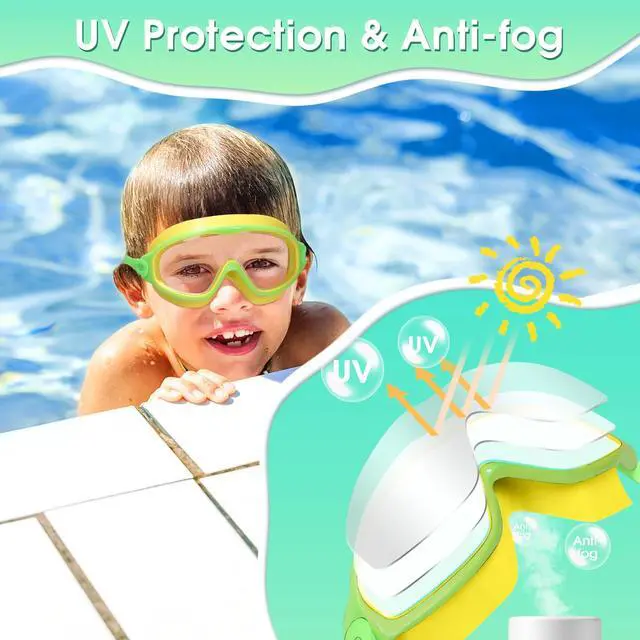 Alt view image 4 of 6 - Goggles for Kids 6-14, 2 Pack Swimming Goggles, Clear Vision Anti-fog Pool Swim Goggles with Nose Cover Wide View Water Swim Mask for kids Toddler Girls Boys Teens age 4-7 8-14 8-12 3-5 3-6