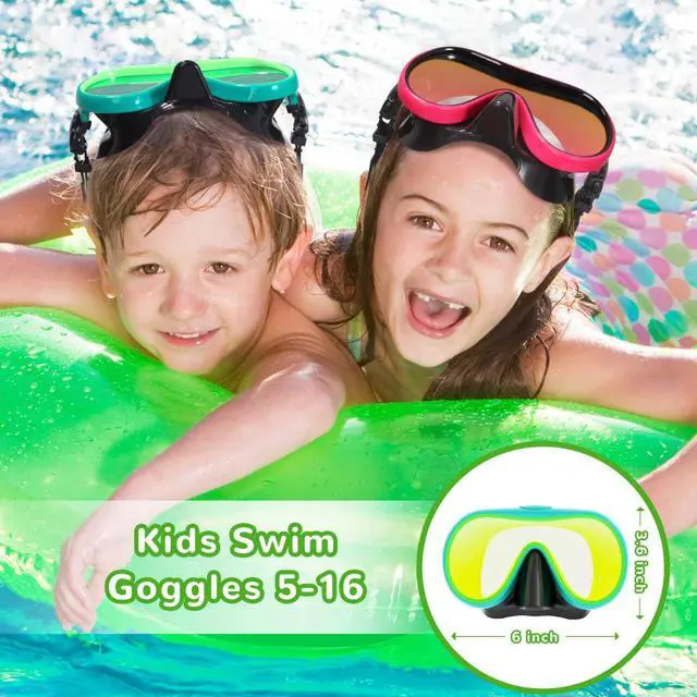 Alt view image 4 of 7 - Kids Swim Goggles with Nose Cover Swimming Goggles for Kids 6-14 8-12 age 4-7 3-6 3-5 Swim Mask for Toddler Boys Girls Youth Child Anti Fog UV Protection Pool Water Glasses Underwater Goggles