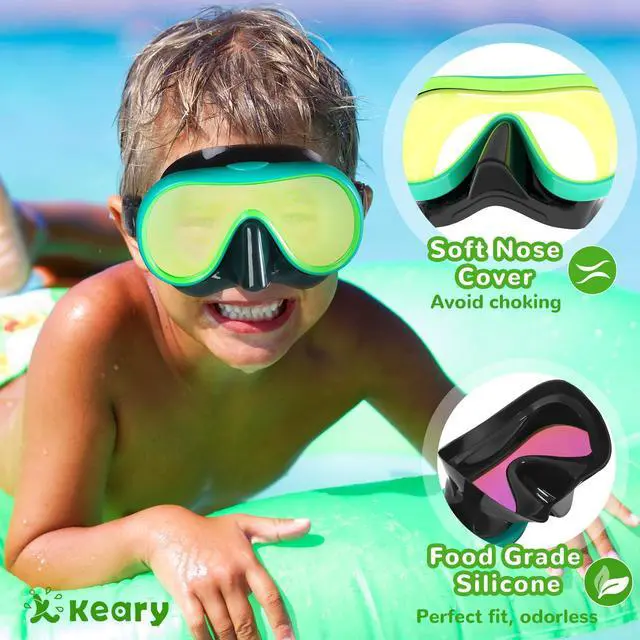 Alt view image 3 of 7 - Kids Swim Goggles with Nose Cover Swimming Goggles for Kids 6-14 8-12 age 4-7 3-6 3-5 Swim Mask for Toddler Boys Girls Youth Child Anti Fog UV Protection Pool Water Glasses Underwater Goggles