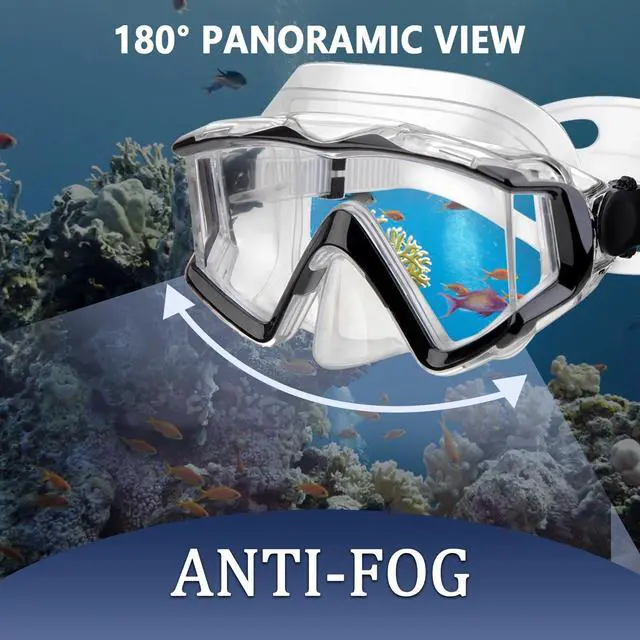 Alt view image 5 of 7 - Diving mask Anti-Fog Swimming Snorkel mask Suitable for Adults Scuba Dive Swim Snorkeling Goggles Masks